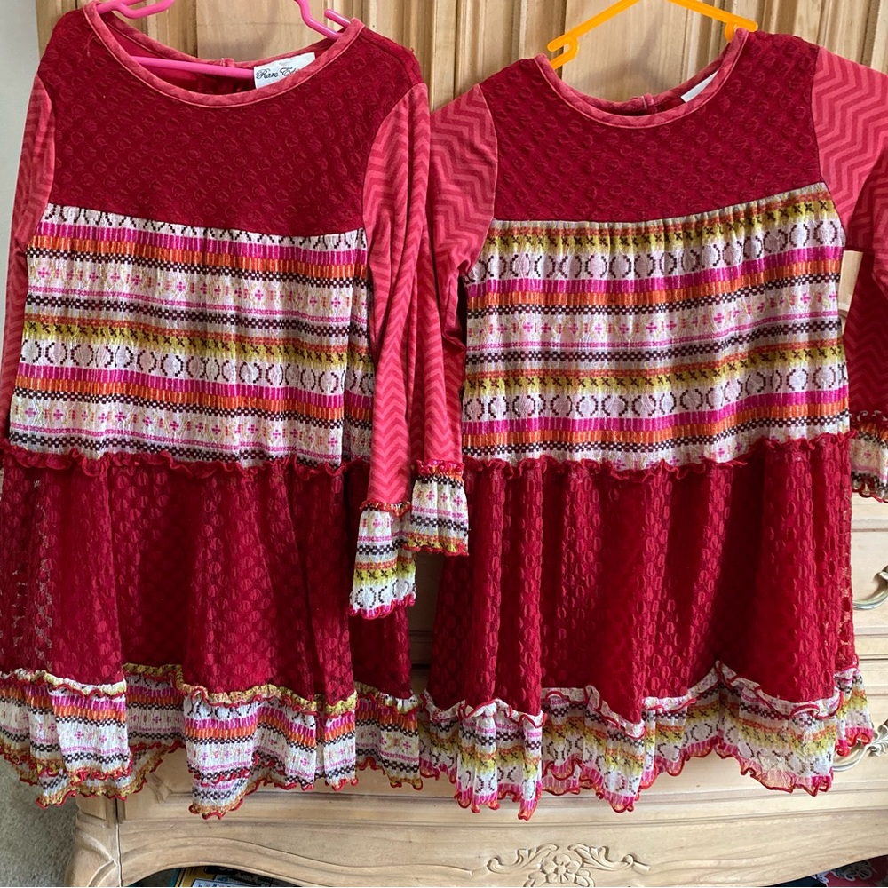 Twin Girls Rare Edition red dresses